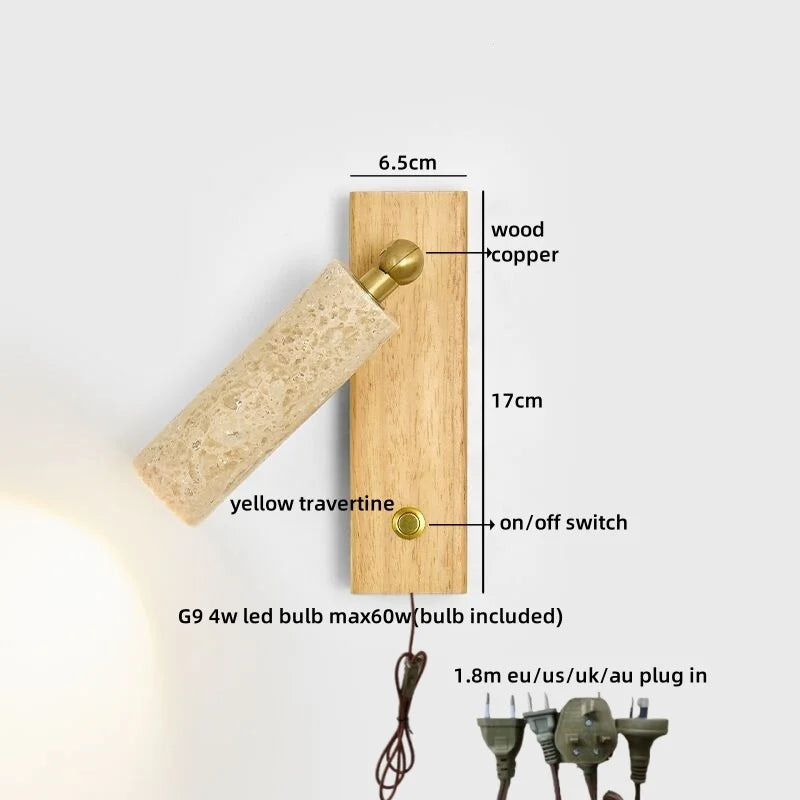 Helnys LED Wall Light Yellow Stone Wood Modern Nordic Lamparas