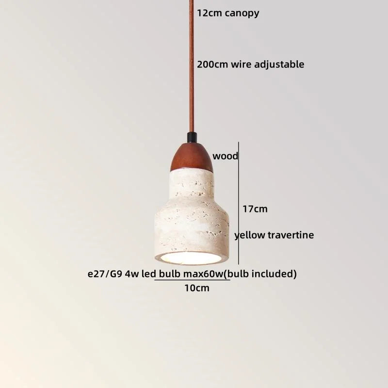 Helnys Nordic Modern Wood Stone Glass Pendant Lamp for Bedroom Living Room