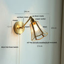 Helnys Modern Clear Glass Wall Lights with Pull Chain Switch