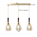 Helnys Wood LED Pendant Lamp Nordic Copper Glass Hanging Light