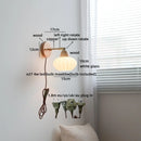 Helnys Nordic LED Wall Light Copper Arm White Glass Bedside Lamp