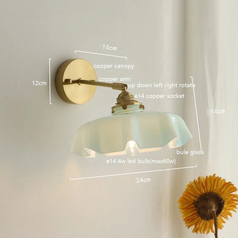 Helnys Milky Glass Copper LED Wall Sconce Nordic Modern Wandlamp