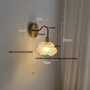 Helnys Glass LED Wall Sconce Pull Chain Switch Copper Base Stair Light