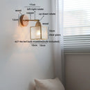 Helnys Square Glass LED Wall Light with Pull Wire Switch & Night Bedside Lamp