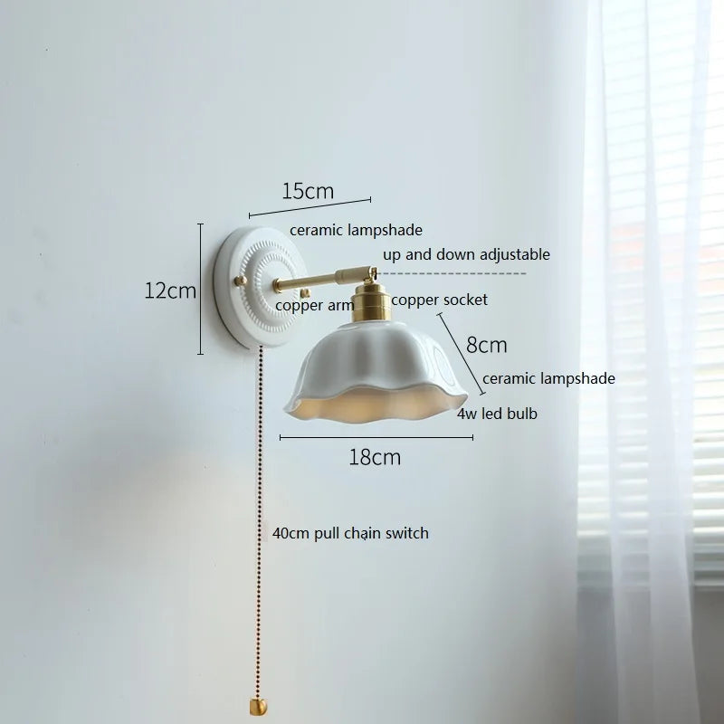 Helnys Butterfly Ceramic LED Wall Lamp Nordic Modern Indoor Lighting Home Stair Light