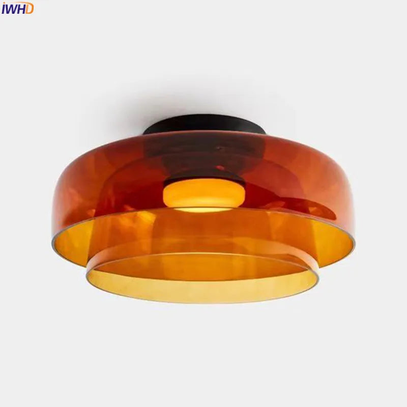 Helnys Amber Glass LED Pendant Lights - Nordic Modern Hanging Lamp