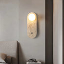 Helnys White Glass Stone LED Wall Lamp for Living Room Bedroom Wabi Sabi Mirror Light