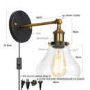 Helnys Glass Gold LED Wall Sconces Iron Loft Retro Home Decor Bedroom Lamp