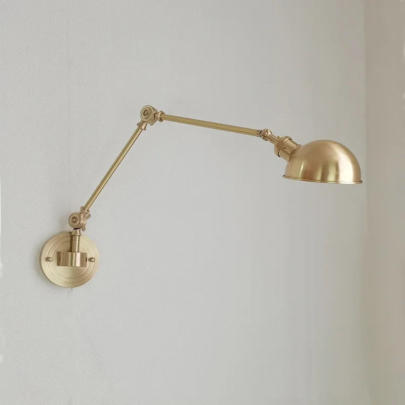 Helnys Ceramic Copper LED Wall Lamp, Adjustable Swing Arm Wall Light