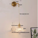 Helnys Copper LED Glass Wall Sconce Pull Chain Switch Adjustable Mirror Light