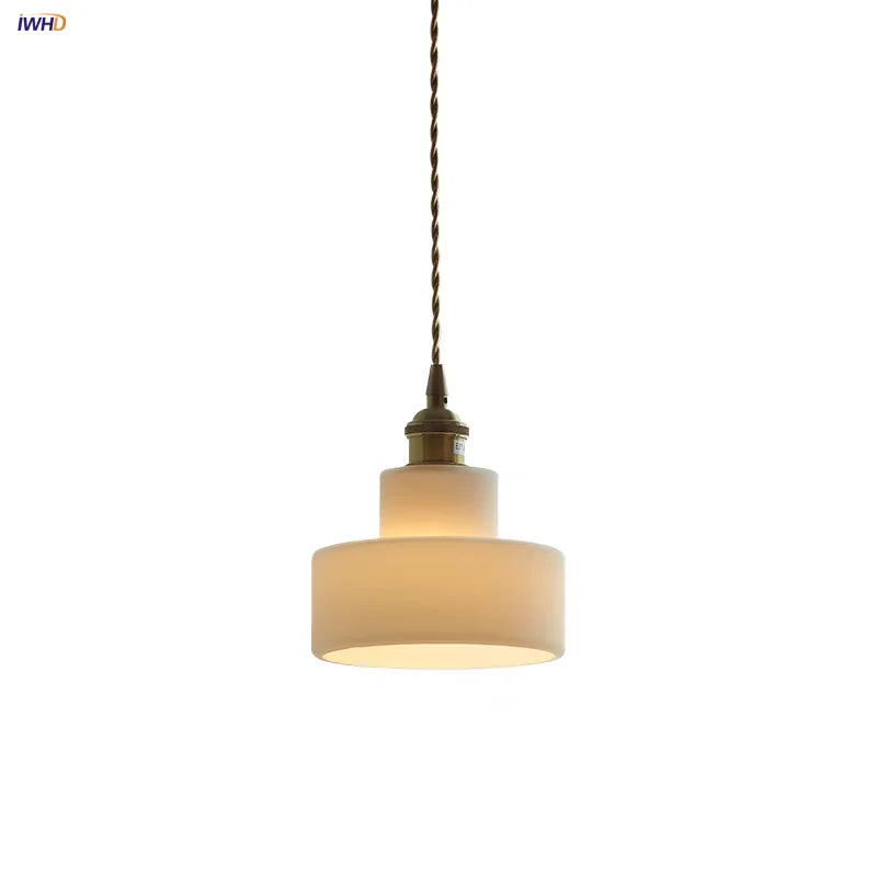 Helnys White Glass LED Pendant Light - Nordic Modern Hang Lamp for Home Decor