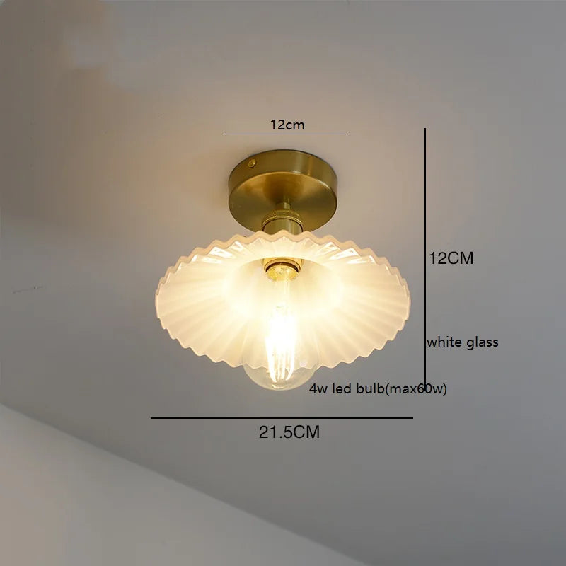 Helnys Amber Glass Ceiling Lamp LED 4W Copper Socket for Home Lighting