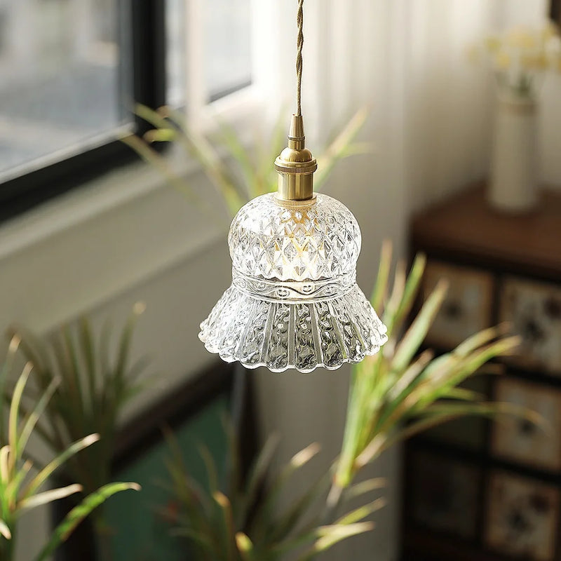 Helnys Modern Clear Glass LED Pendant Light Copper Socket for Home Indoor Decor