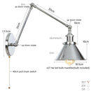 Helnys Vintage White LED Wall Sconce with Pull Chain Switch