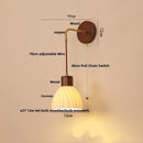 Helnys Adjustable LED Wall Light Fixture Ceramic Wood Base Bedside Lamp
