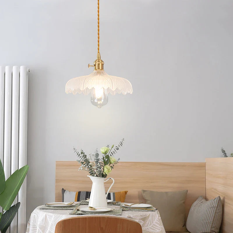 Helnys Green Glass LED Pendant Lights Modern Nordic Kitchen Hanging Lamp