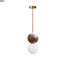 Helnys Wood Glass Balls LED Pendant Chandelier Black Walnut Hanging Lamp