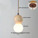 Helnys LED Pendant Lights Japanese Style Wood Decor Stone Globe Hanging Lamp
