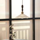 Helnys Vintage Glass Shade Pendant Light - Walnut Handle Design