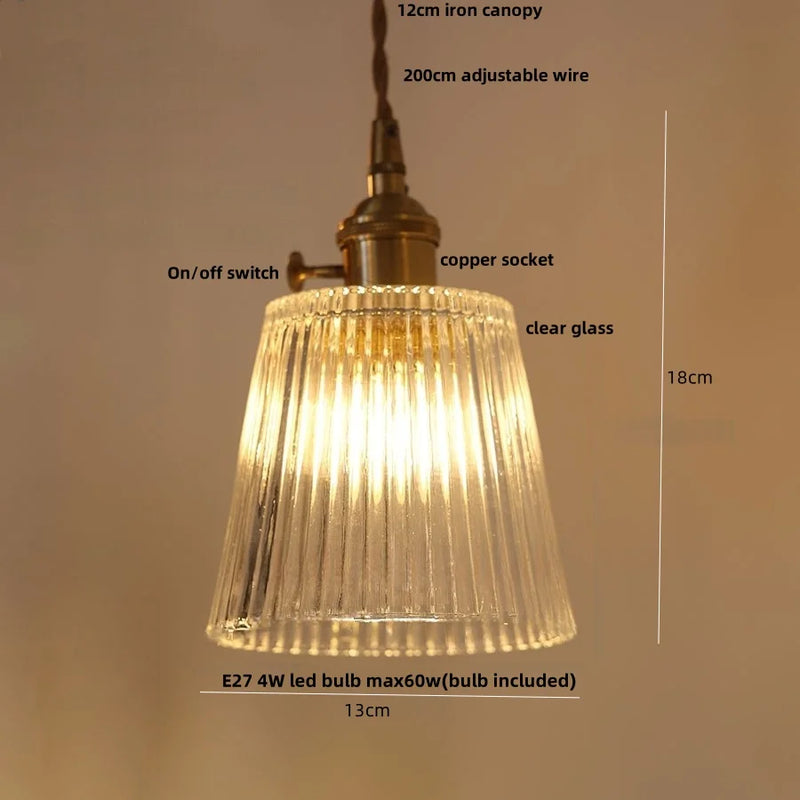 Helnys Copper Socket LED Pendant Light with Phenix Glass Shade