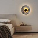 Helnys Round Bulgari Stone LED Wall Lamp Bedside Lighting