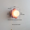 Helnys Flower Shape LED Wall Sconce Lamp for Kids Room White Resin Glass Ball