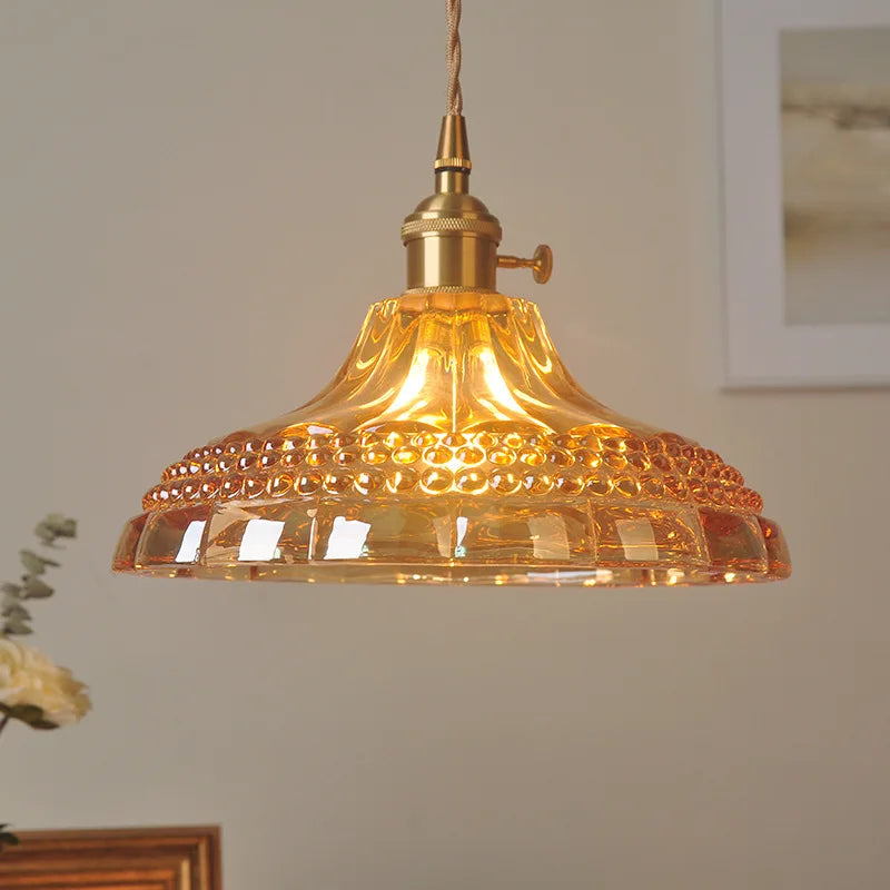 Helnys Orange Glass LED Pendant Lights, Nordic Modern Hanging Lamp