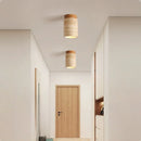 Helnys Yellow Travertine LED Ceiling Light - Nordic Modern Round Wood Stone Lamp