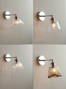 Helnys Clear Glass LED Wall Lamp Pull Chain Switch Up Down Rotatable Stair Light Fixtures
