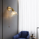 Helnys Rotating Glass Wall Light with Pull Chain Switch & LED - Modern Nordic Design