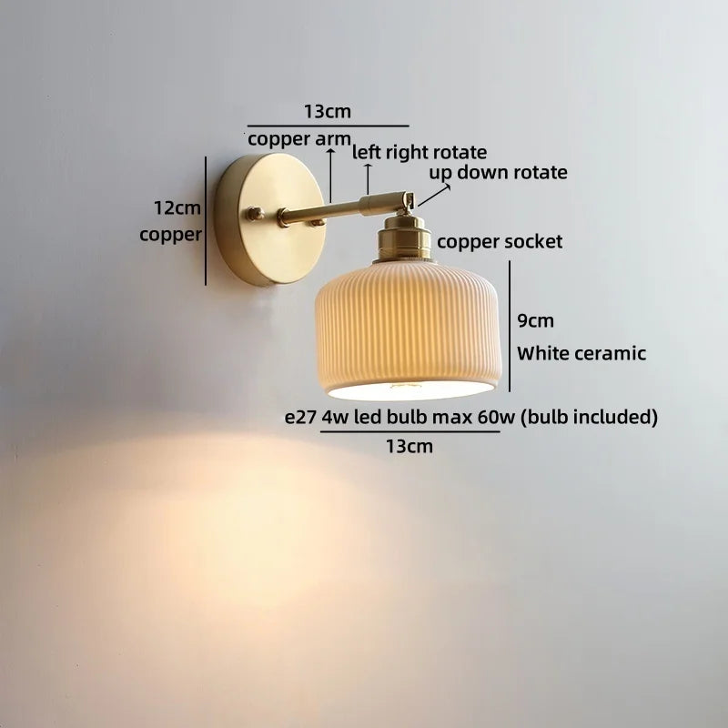 Helnys Ceramic LED Wall Light for Indoor Decor, Stair Lighting, Living Room, Balcony