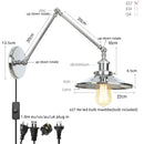 Helnys Vintage Industrial Style Long Arm LED Wall Sconce Bedside Lamp