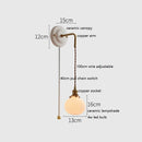 Helnys White Glass LED Wall Lights with Copper Arm Socket for Bedroom & Living Room