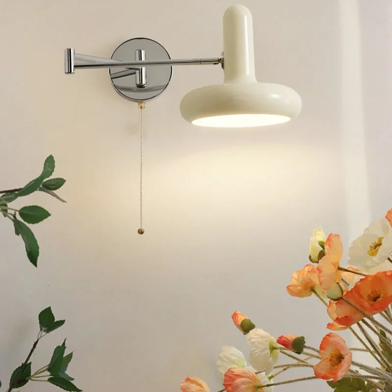 Helnys Rotatable Nordic LED Wall Sconce with Pull Chain Switch for Indoor Spaces