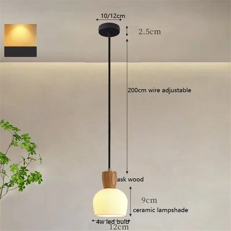 Helnys Ceramic LED Pendant Light for Home Indoor Decor - Modern Hanging Lamp
