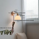 Helnys Copper Rotate Wall Lights with LED, Glass, Wood, Pull Chain Switch