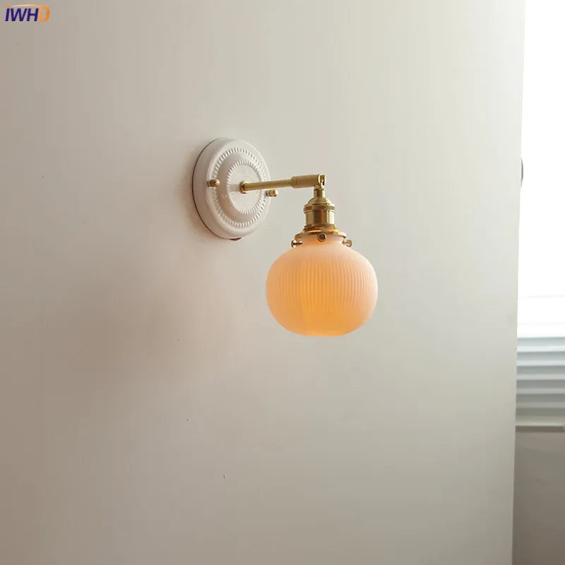 Helnys Copper Arm LED Wall Sconce for Bedroom Bathroom Mirror