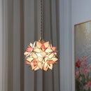 Helnys Flower Glass Pendant Lamp with Adjustable Wire, LED Dining Room Light