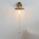 Helnys Wood Wall Light Fixture with Pull Chain Switch & Rotating LED Socket