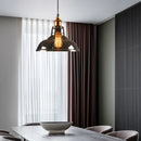Helnys Loft Smoke Gray LED Pendant Lamp Brass Glass Vintage Hanging Light
