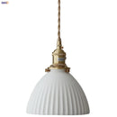 Helnys Ceramic LED Pendant Light Fixture with Brass Knob Switch