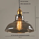 Helnys Loft Smoke Gray LED Pendant Lamp Brass Glass Vintage Hanging Light