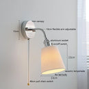 Helnys Silver Ceramic LED Wall Sconce Adjustable Arm Light for Bedroom & Living Room