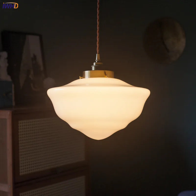 Helnys Glass LED Pendant Lights with Copper Socket - Nordic Modern Hanging Lamp