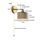 Helnys Modern Ash Wood LED Wall Lamp with Pull Chain Switch