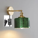 Helnys Green Glass LED Wall Light with Pull Chain Switch - Nordic Modern Design