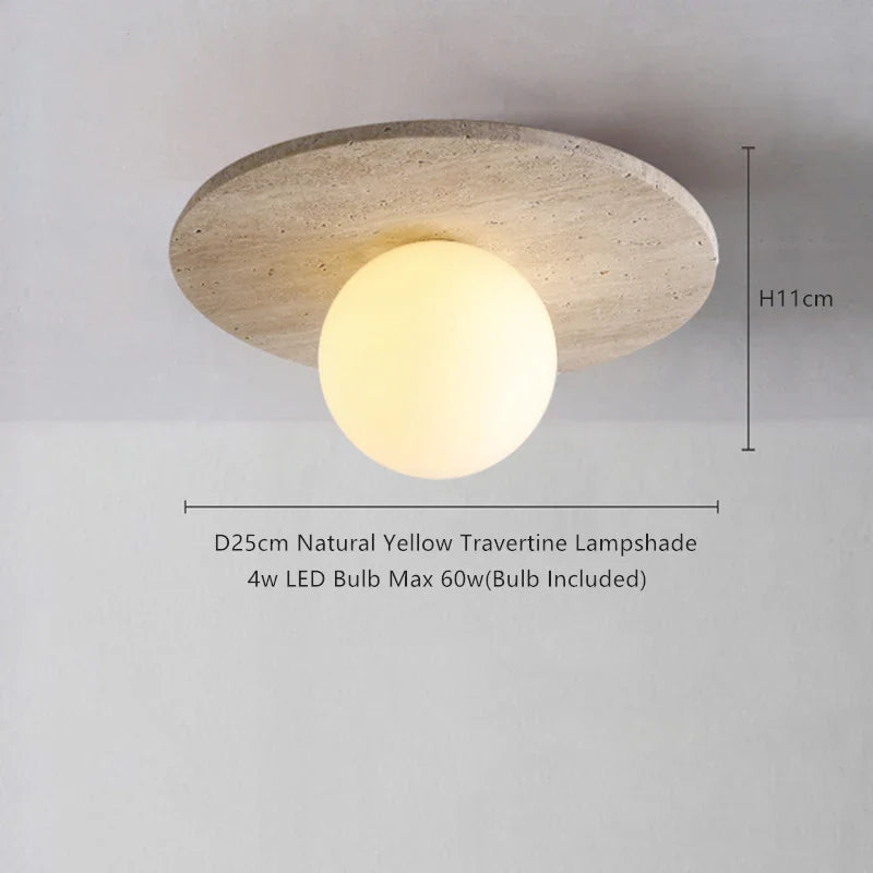 Helnys Yellow Travertine LED Ceiling Light - Wabi Sabi Home Decor