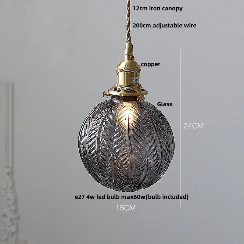 Helnys Nordic LED Glass Pendant Light Fixture with Wood Accent