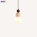 Helnys Nordic Modern Wood Stone Glass Pendant Lamp for Bedroom Living Room