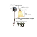 Helnys Black Round Wood LED Wall Lamp With Switch - Bedroom Living Room Home Design